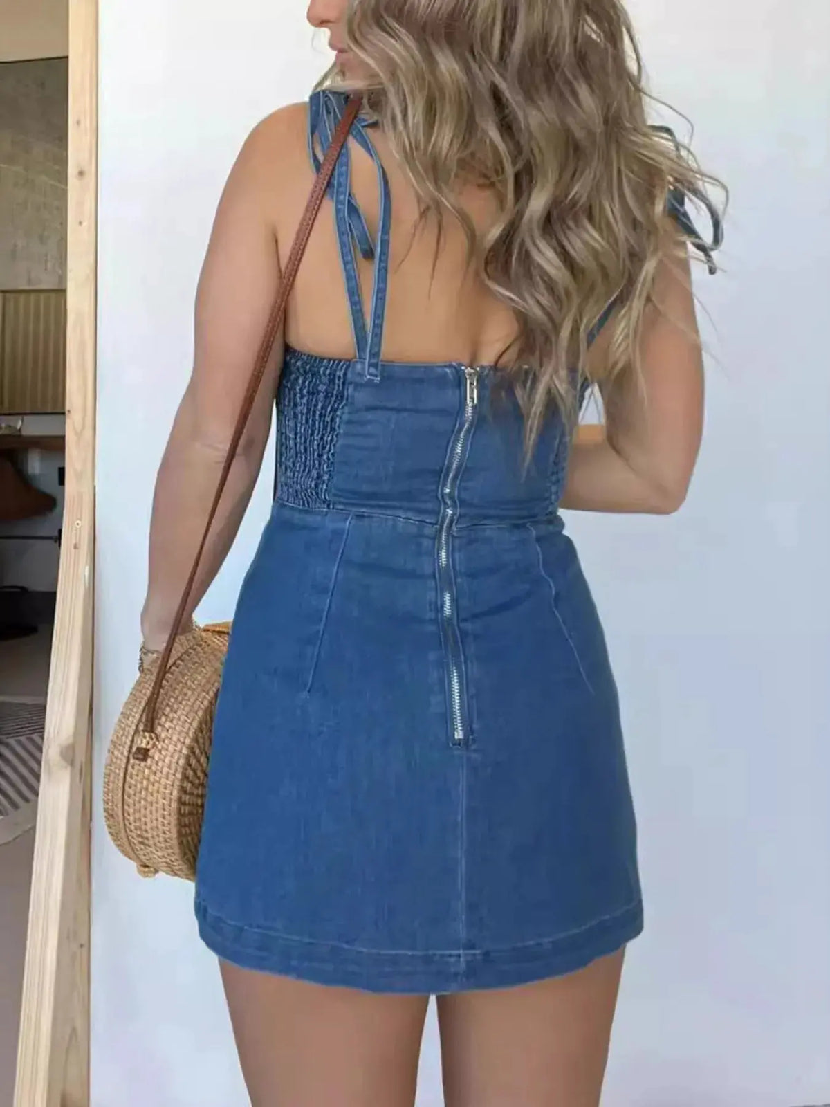Full Size Slit Square Neck Denim Dress Plus Size by Partner Label