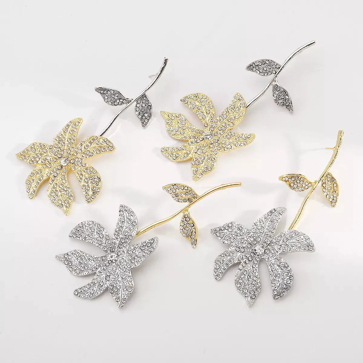 Rhinestone Flower Dangle Earrings by Partner Label