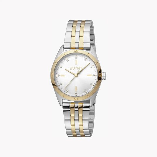 Esprit Women's Silver & Gold Stainless Steel Watch, Silver Dial | Es1l255m0055 by ESPRIT
