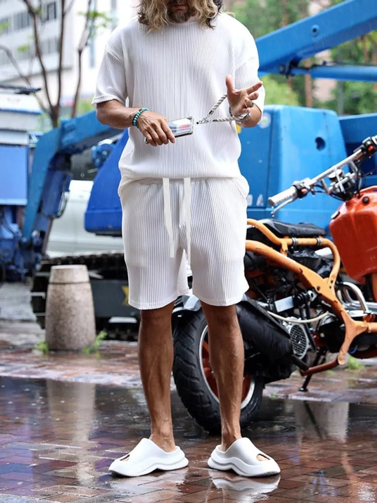 Men's Full Size Short Sleeve Top and Shorts Set Plus Size by Trendsi