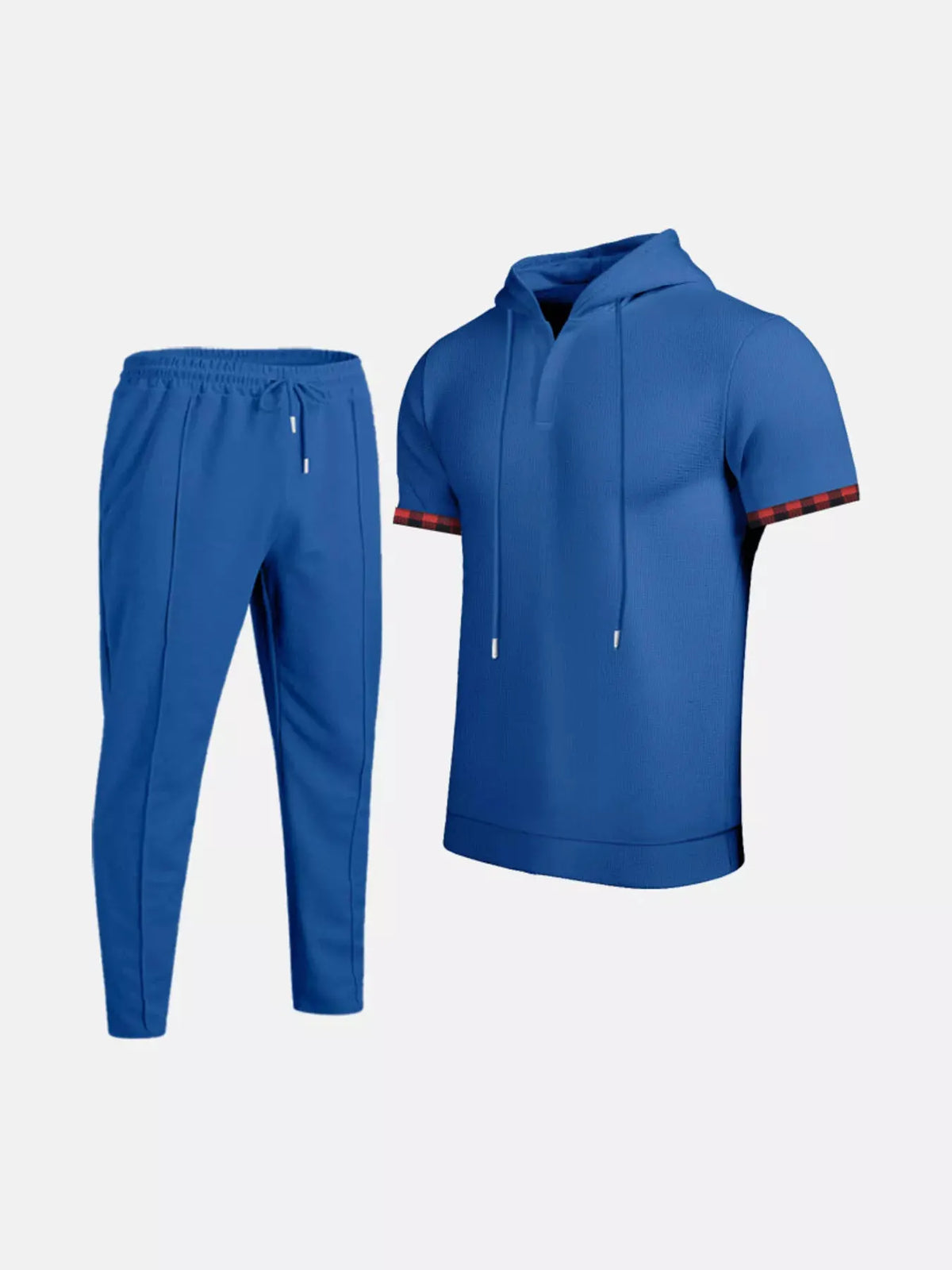 Men's Full Size Casual Short-Sleeve Hoodie and Pants Set Plus Size by Trendsi