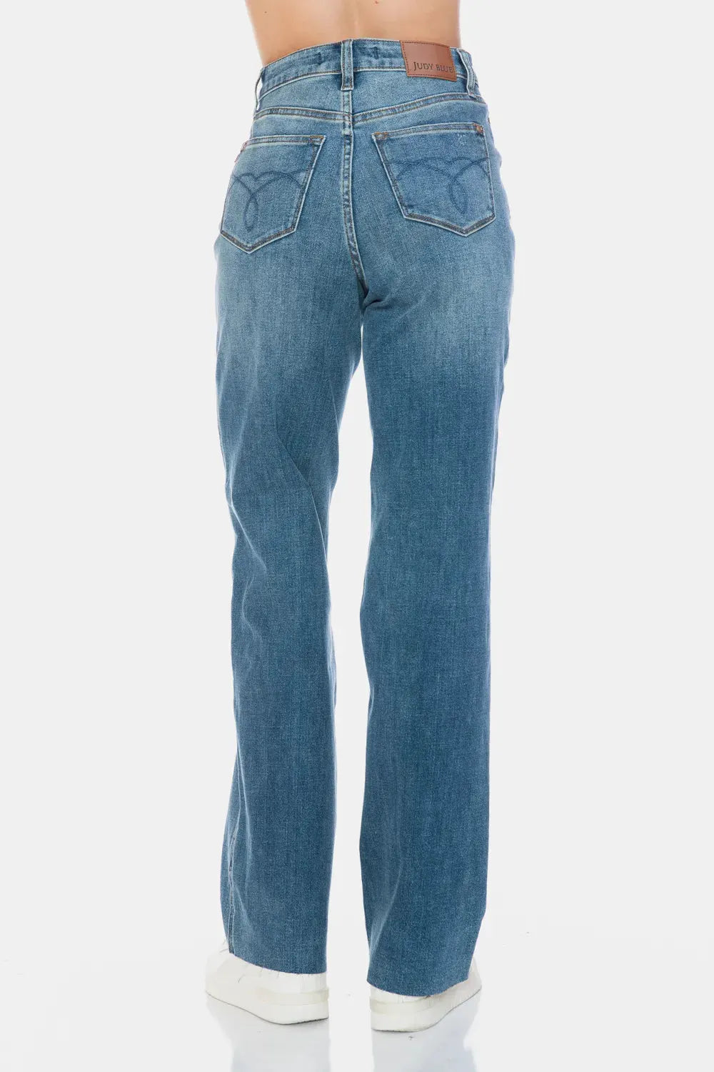 Judy Blue Full Size Tummy Control Cut Raw Hem Straight Jeans by Judy Blue