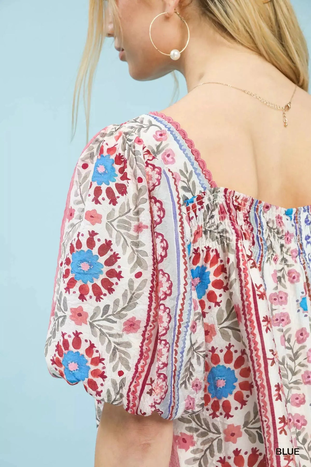 Umgee Mixed Print Puff Sleeve Mini Dress by Umgee USA