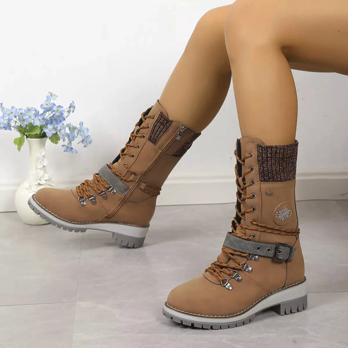 Lace Up Block Heel Boots by Partner Label