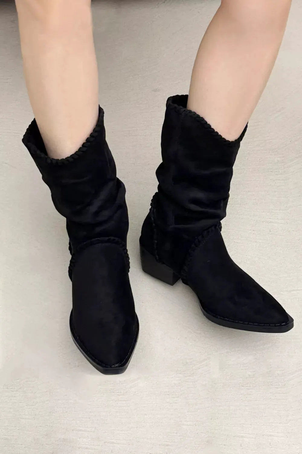 Point Toe Block Heels Boots by Partner Label