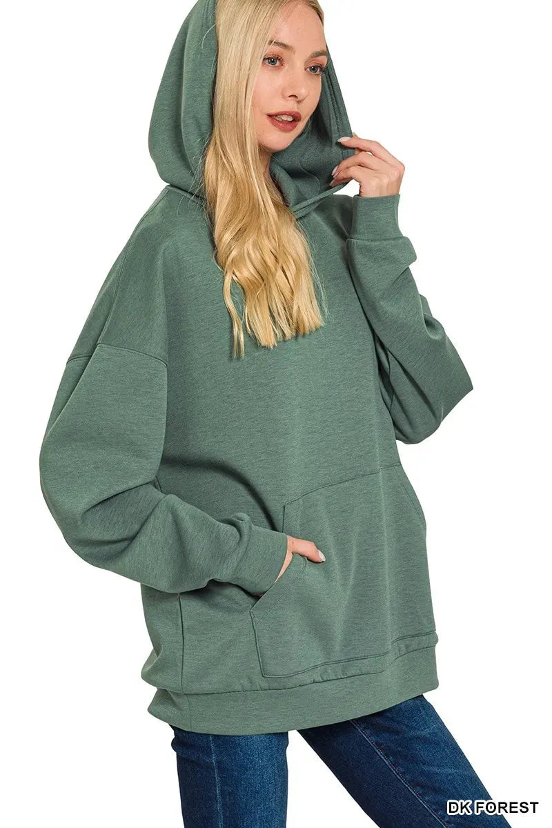 Zenana Oversized Scuba Hoodie with Kangaroo Pocket by Zenana