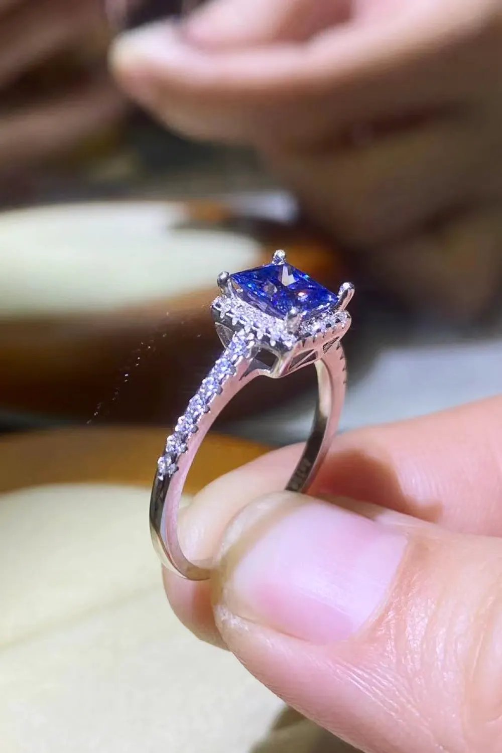 1 Carat Moissanite 925 Sterling Silver Square Ring by Partner Label