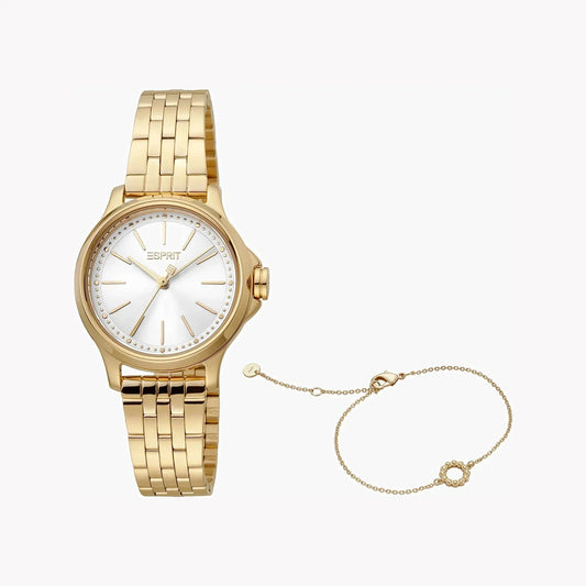 Esprit Women's Gold Stainless Steel Watch, Silver Dial | ES1L144M2045 by ESPRIT
