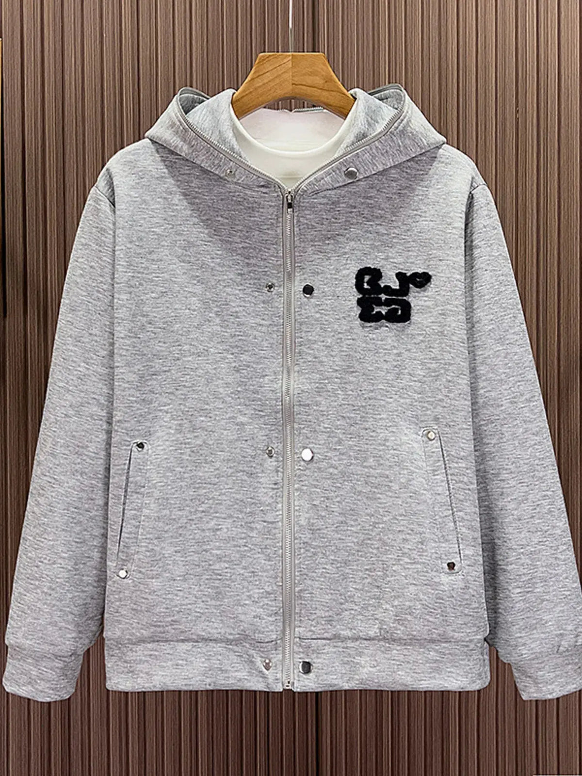 Men's Zip Up Long Sleeve Hoodie by Trendsi
