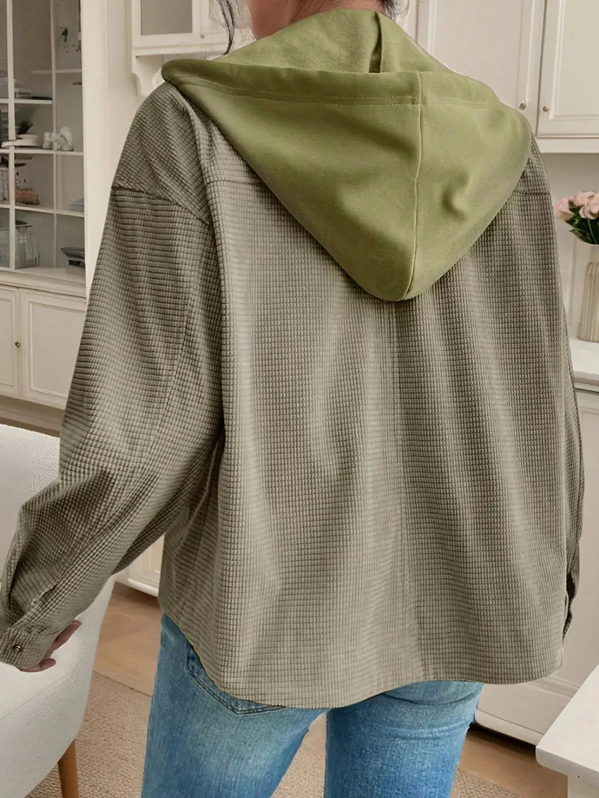 Thermal Knit Textured Hooded Jacket by Partner Label