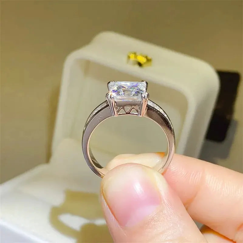 3 Carat Moissanite 925 Sterling Silver Square Shape Ring by Partner Label