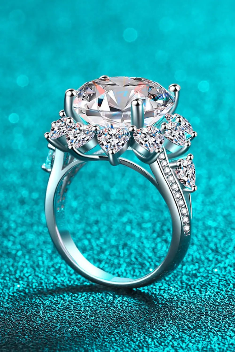 10 Carat Moissanite Flower-Shaped Ring by Partner Label