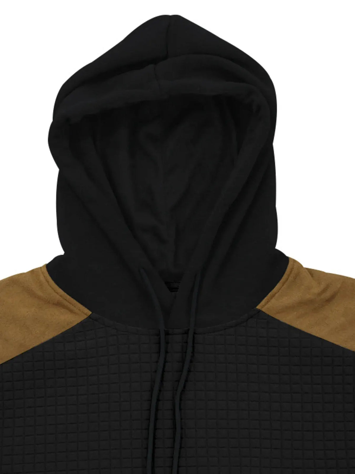 Men's Full Size Drawstring Contrast Shoulder Panels Hoodie Plus Size by Partner Label