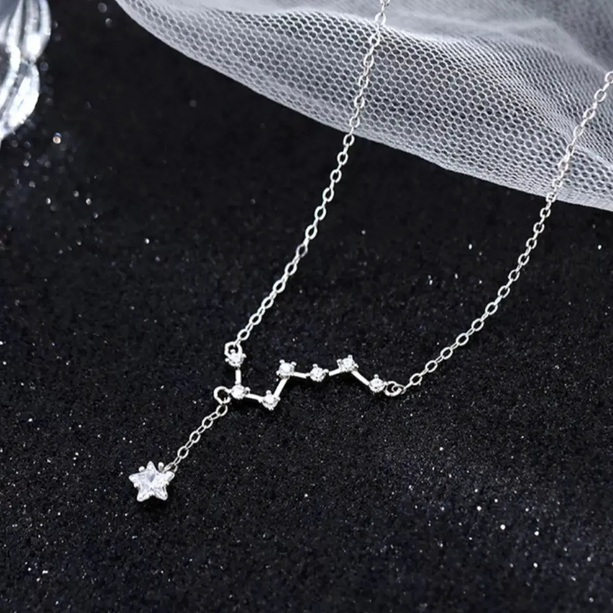 925 Sterling Silver Zircon Star Necklace by Partner Labels