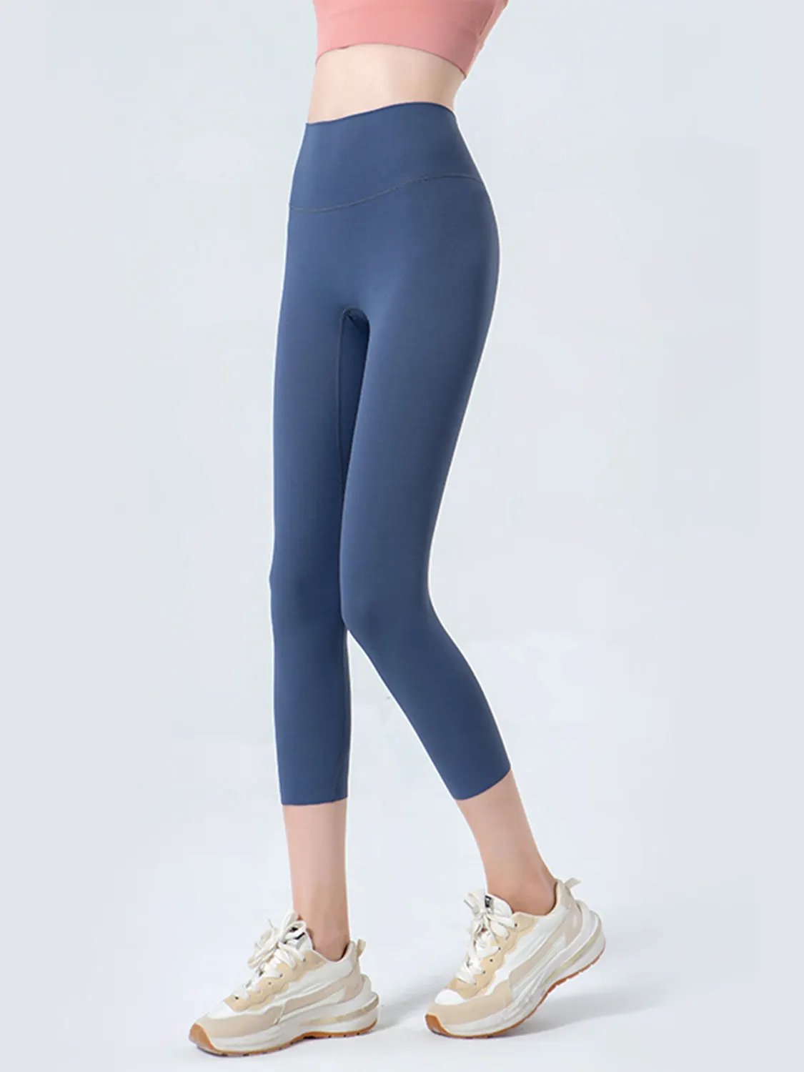 Wide Waistband Cropped Sports Leggings by Partner Label