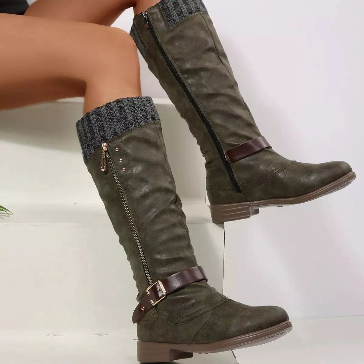 Round Toe Block Heels Boots by Partner Label