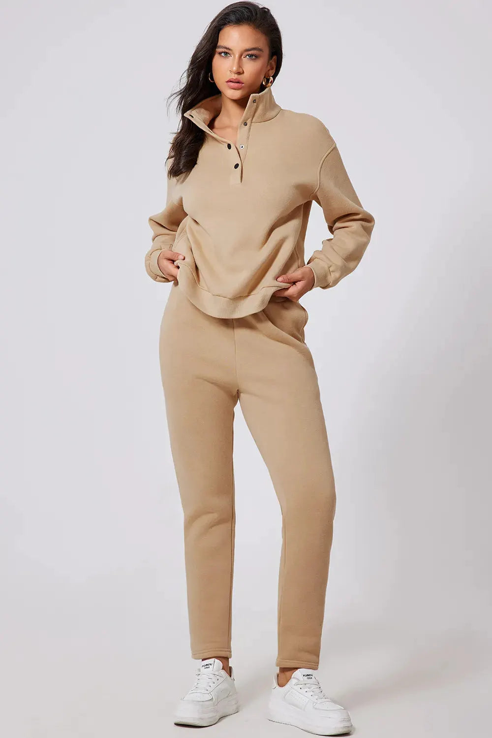 Half Snap Turtleneck Top and Pants Active Set by Partner Label