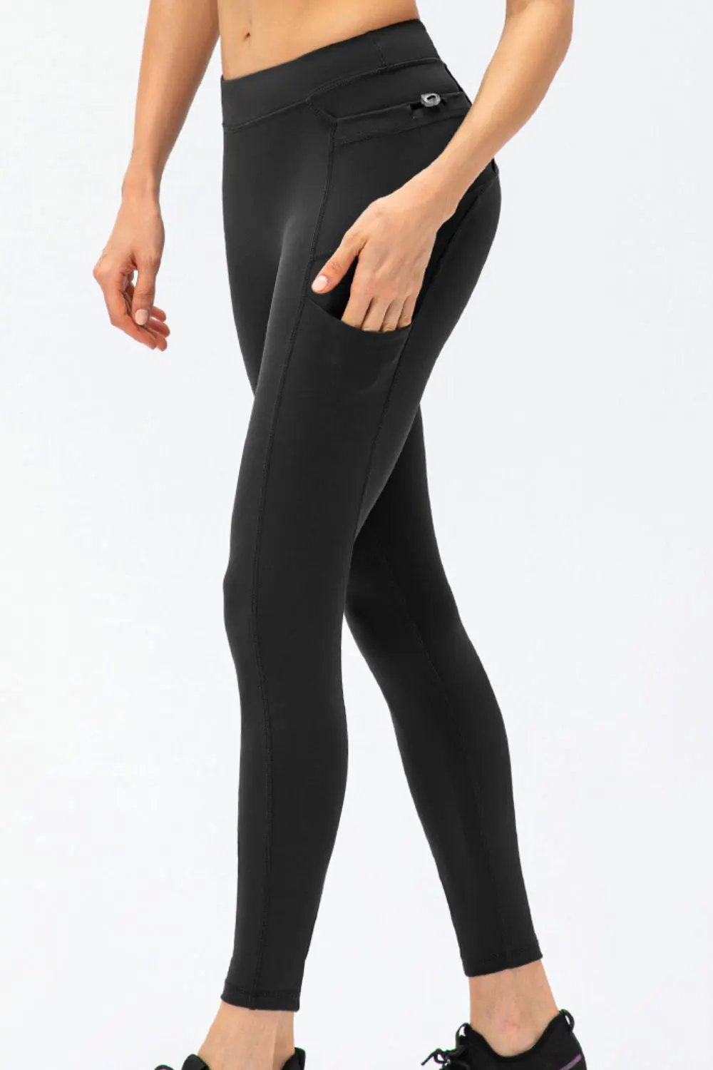 Full Size Slim Fit High Waist Long Sports Pants with Pockets by Partner Label
