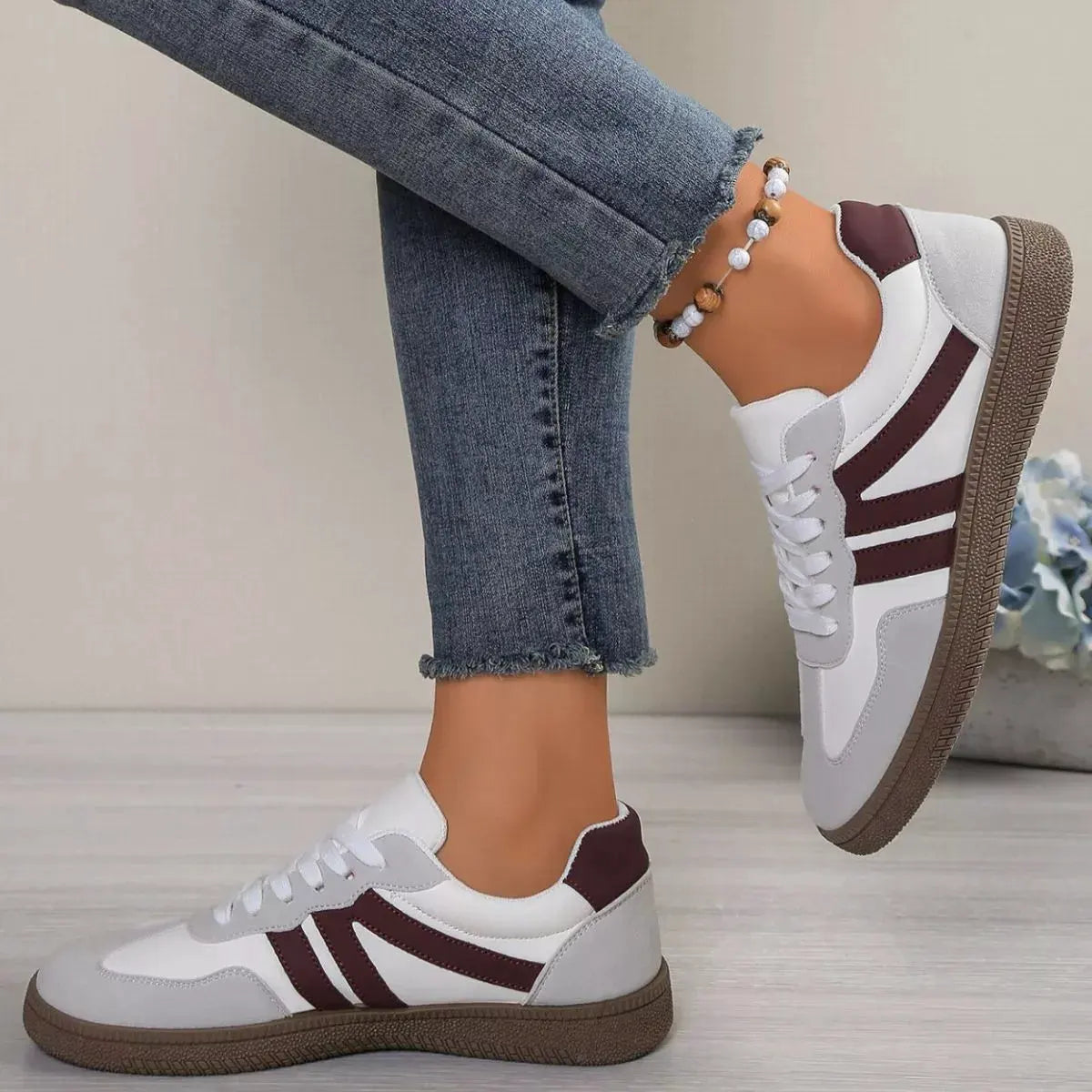 Striped Lace‑Up Casual Sneakers | Partner Labels Selection by Partner Label