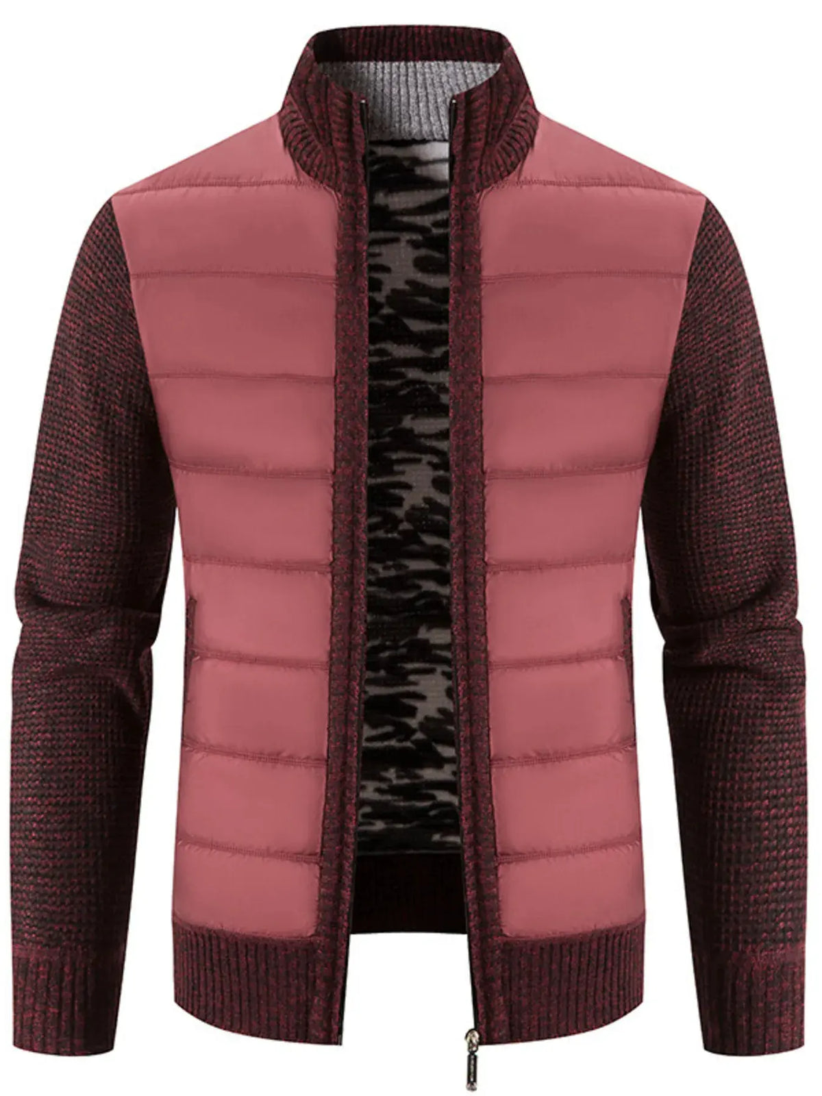 Men’s Plus Size Quilted Knit Bomber Jacket with Stand Collar | Partner Labels Selection by Partner Label