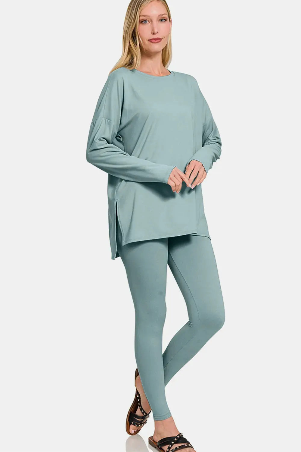 Zenana Full Size Brushed Microfiber Top and Leggings Lounge Set by Zenana