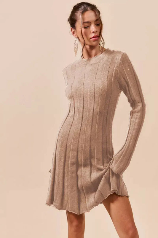 SO ME Ribbed Long Sleeve Mini Sweater Dress by SO ME