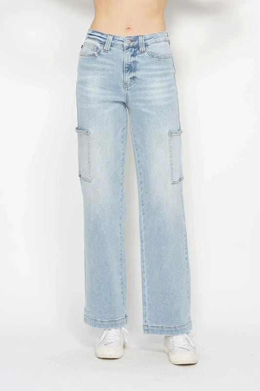 Judy Blue Full Size High Waist Straight Cargo Jeans by Judy Blue