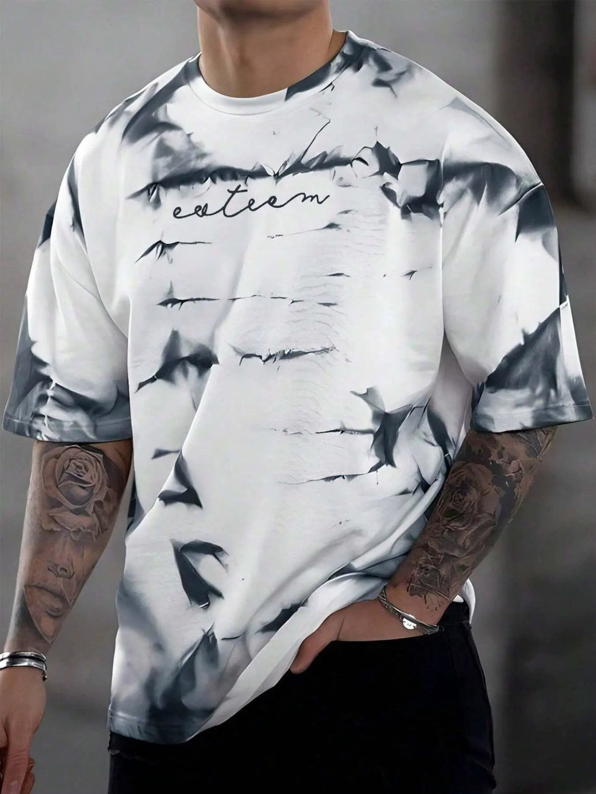 Men's Full Size Tie-Dye Round Neck T-Shirt Plus Size by Partner Label