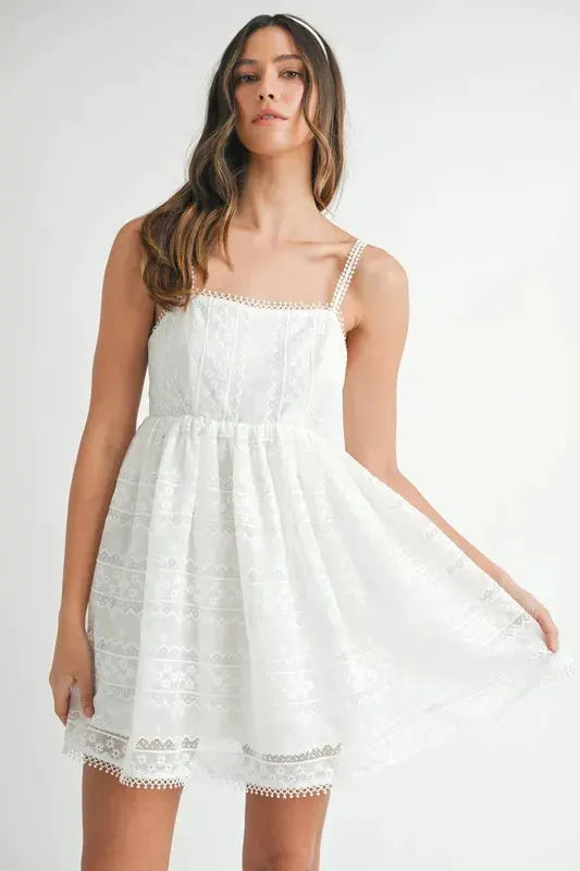 MABLE Eyelet Lace Babydoll Mini Cami Dress by MABLE