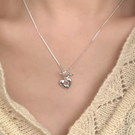 925 Sterling Silver Heart Toggle Clasp Necklace by Partner Labels