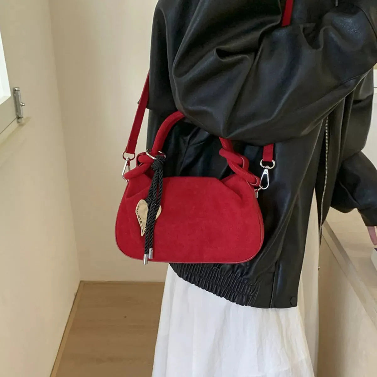 Suede Mini Crossbody Bag with Adjustable Strap by Partner Label