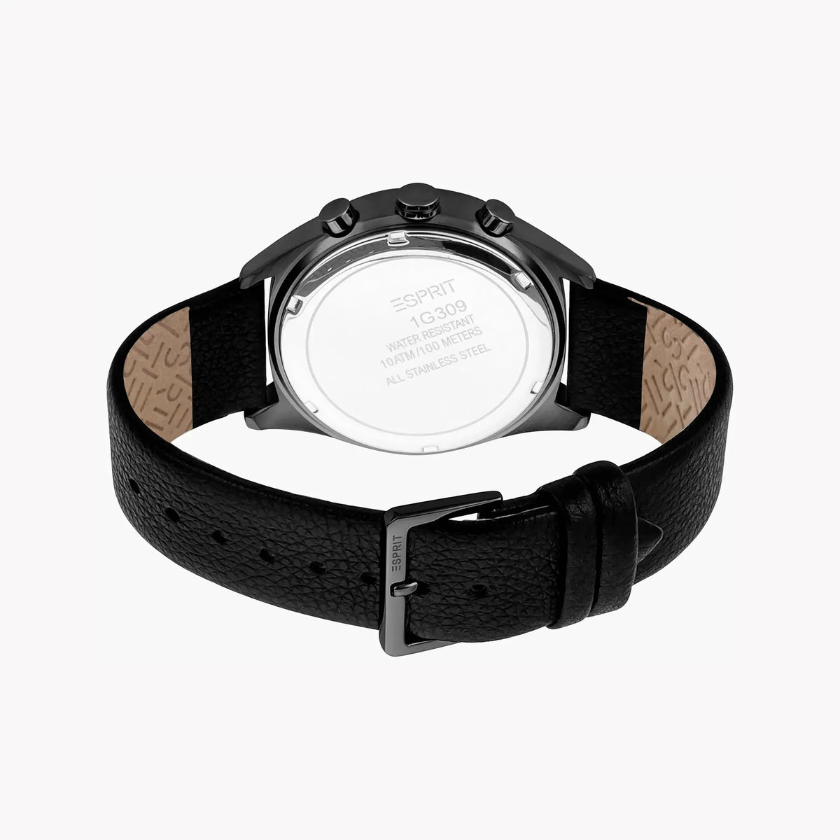 Esprit Men's Black Leather Watch, Blue Dial | Es1g163m0055 by ESPRIT