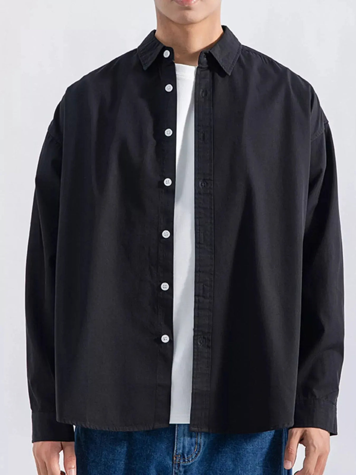 Men's Plus Size Button Up Long Sleeve Shirt by Trendsi