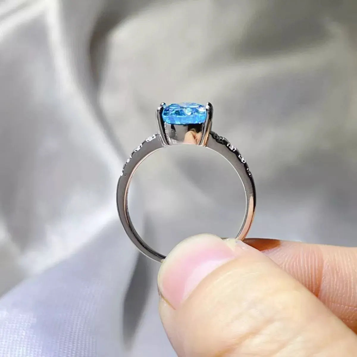 3 Carat Moissanite Oval 925 Sterling Silver Ring by Partner Label