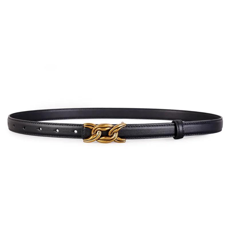 Chain Buckle Leather Belt by Trendsi