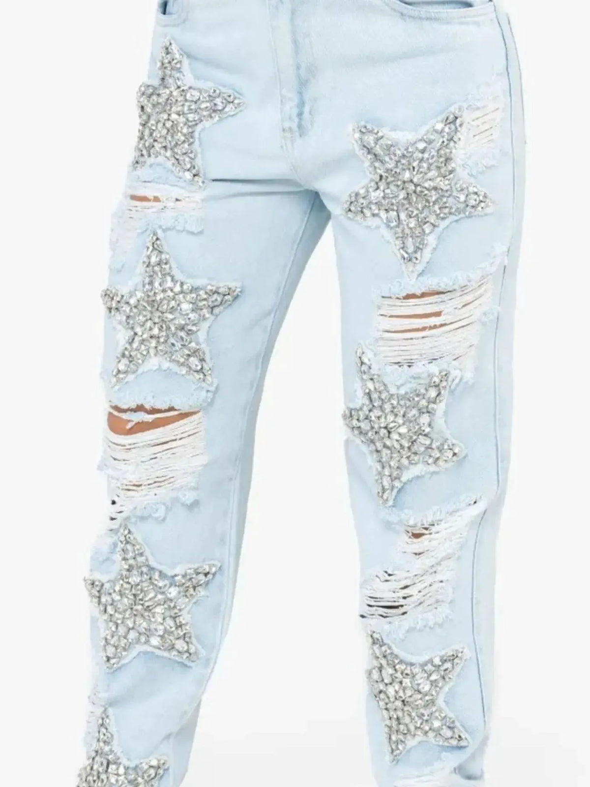 Distressed Star Wash Boyfriend Jeans by Partner Label