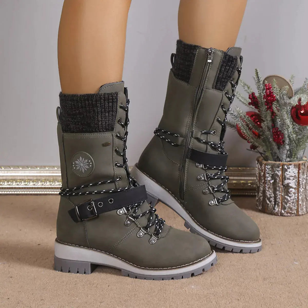 Lace Up Block Heel Boots by Partner Label