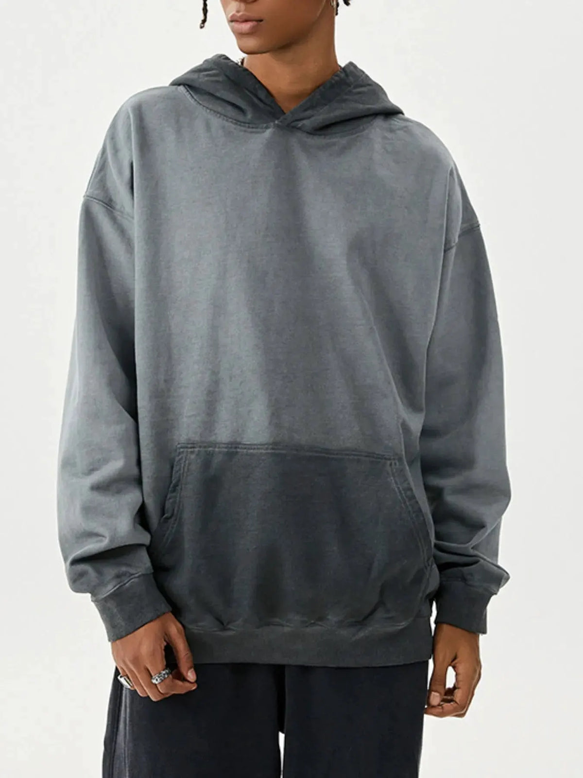 Men's Drop Shoulder Long Sleeve Hoodie by Trendsi