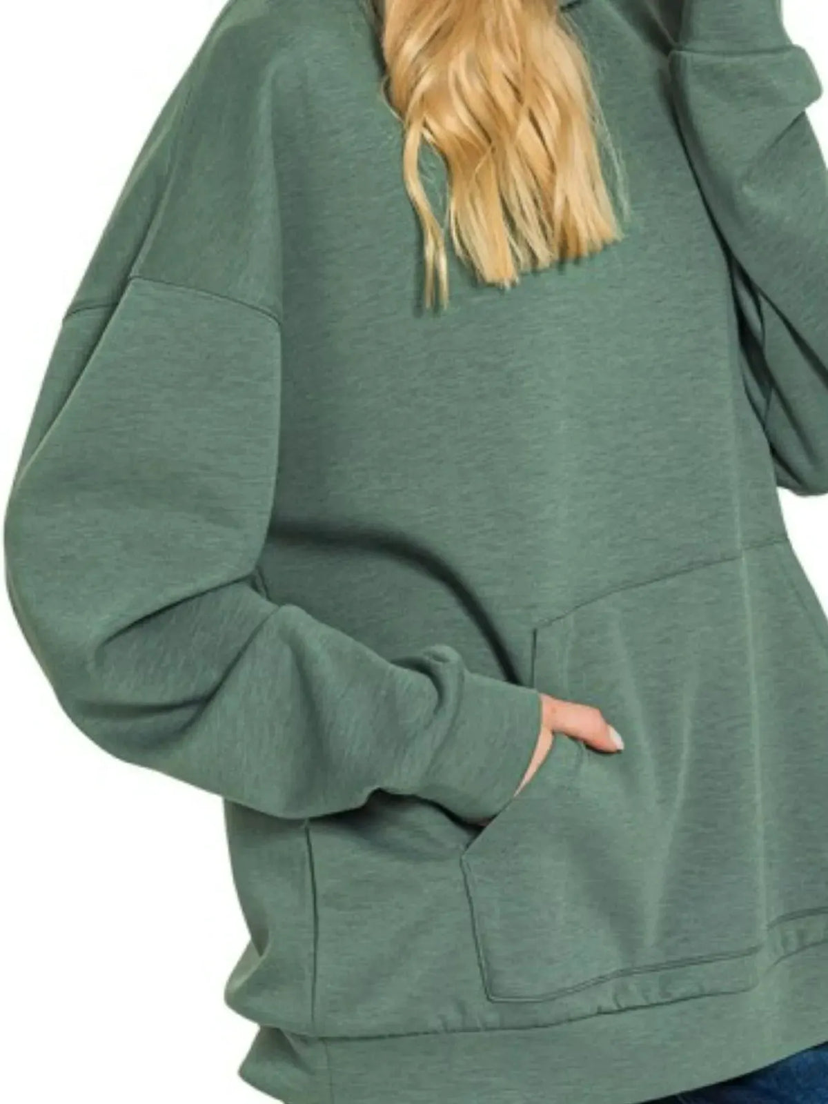 Zenana Oversized Scuba Hoodie with Kangaroo Pocket by Zenana