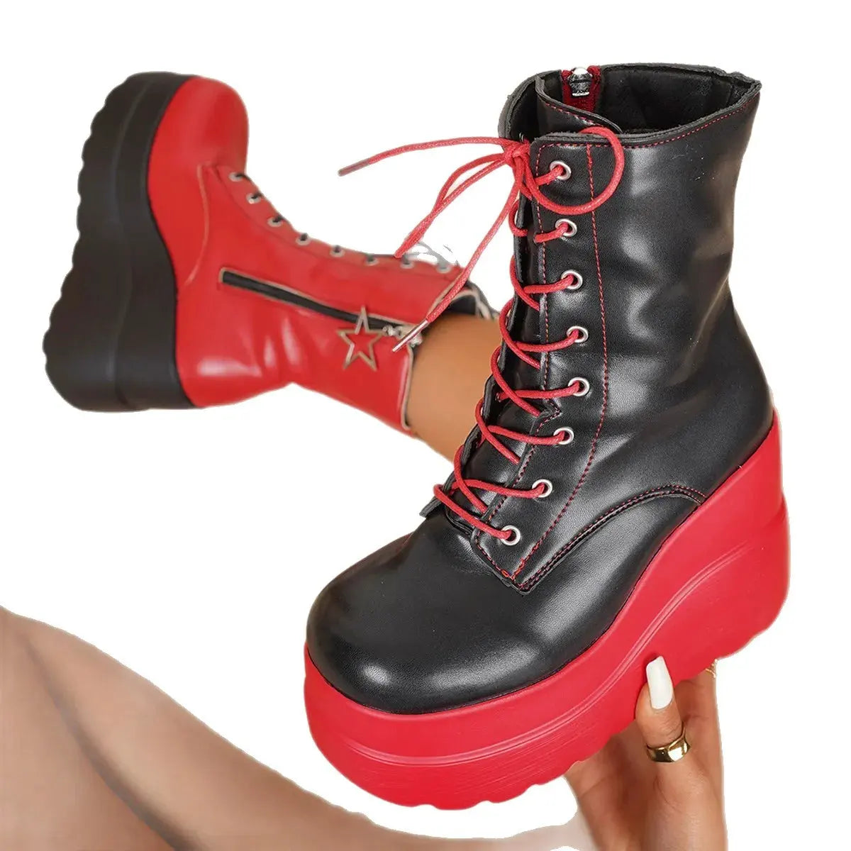 Color Block Platform Wedge Boots by Partner Label