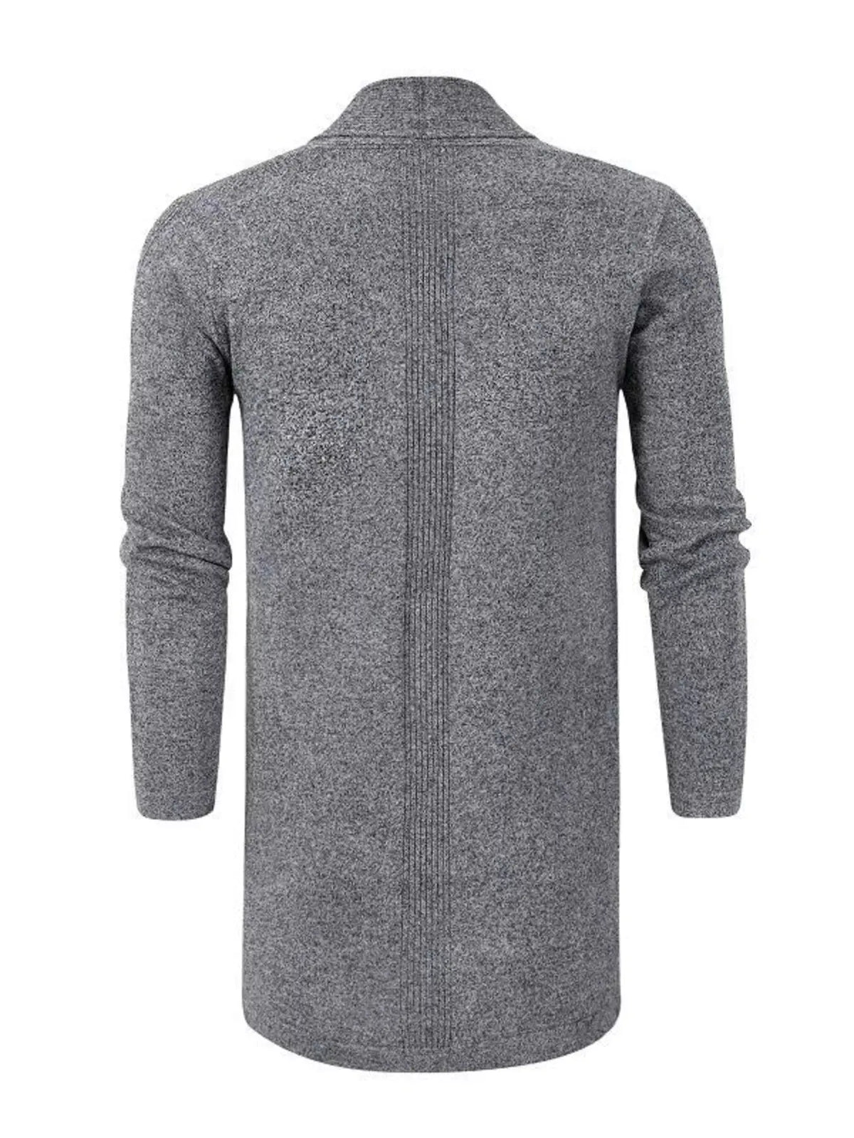 Men's Plus Size Heathered Open Front Longline Knit Cardigan with Pockets by Trendsi