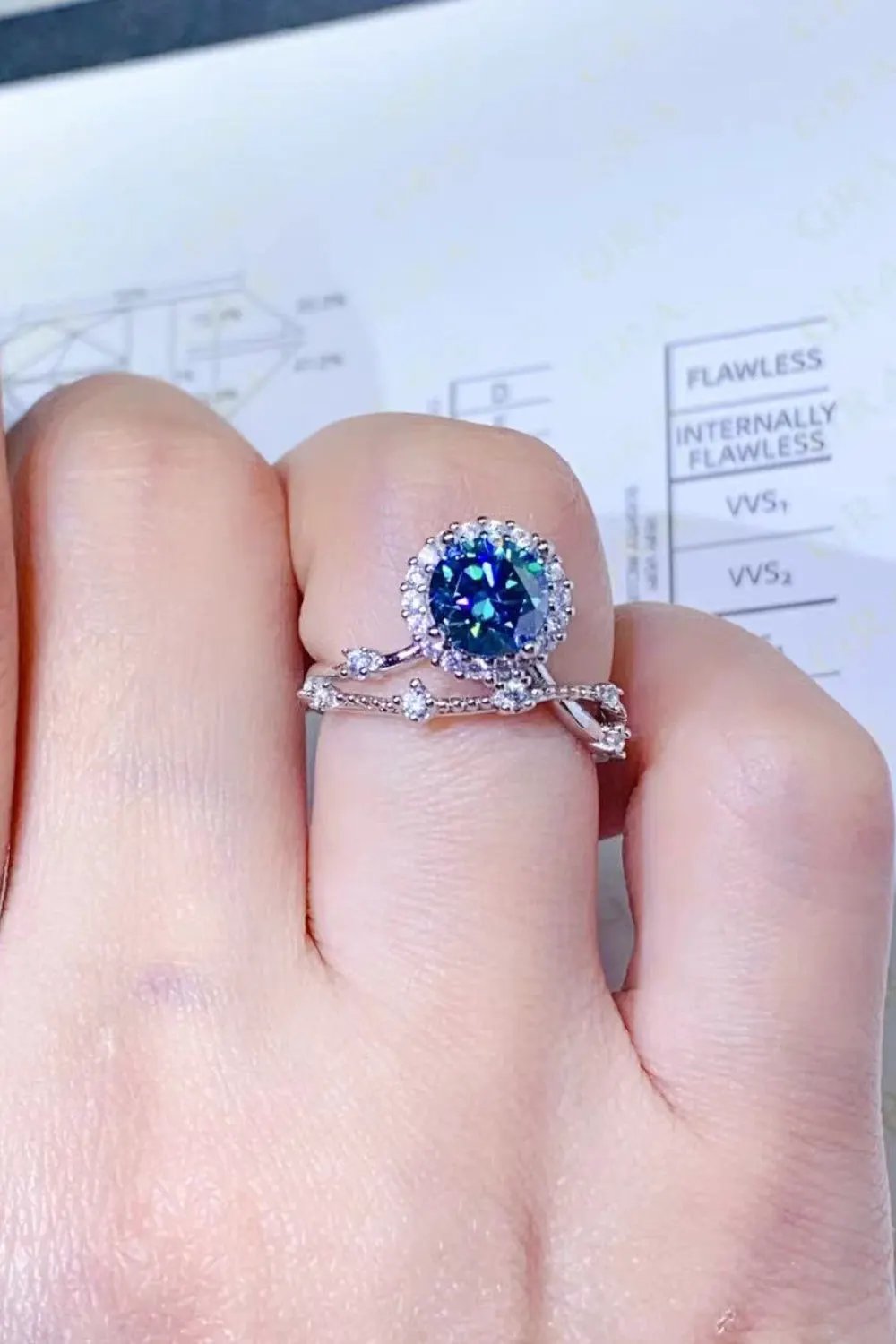 1 Carat Moissanite 925 Sterling Silver Ring by Partner Label