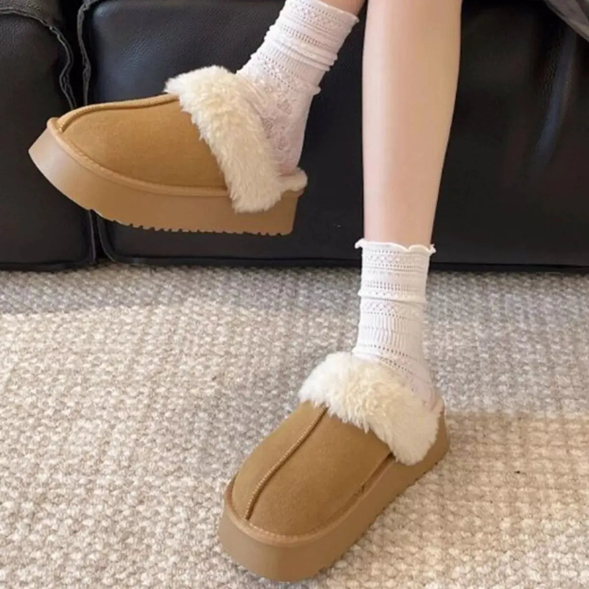 Round Toe Platform Slippers by Partnel Label