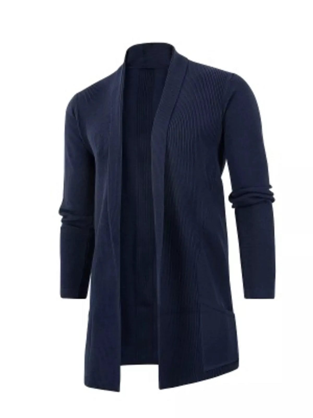 Men's Plus Size Heathered Open Front Longline Knit Cardigan with Pockets by Trendsi