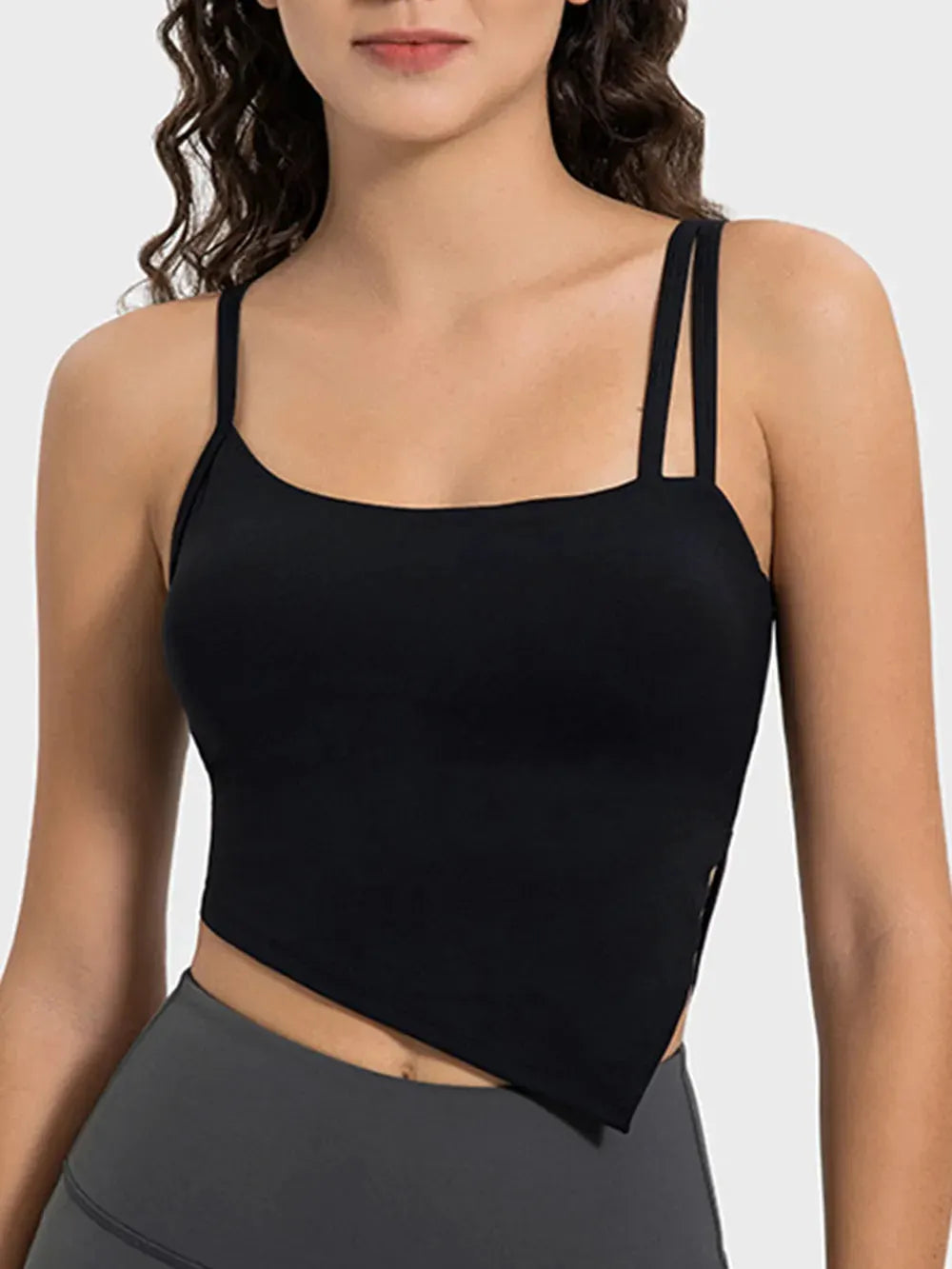 Millennia Slit Asymmetrical Neck Active Cami by Millennia