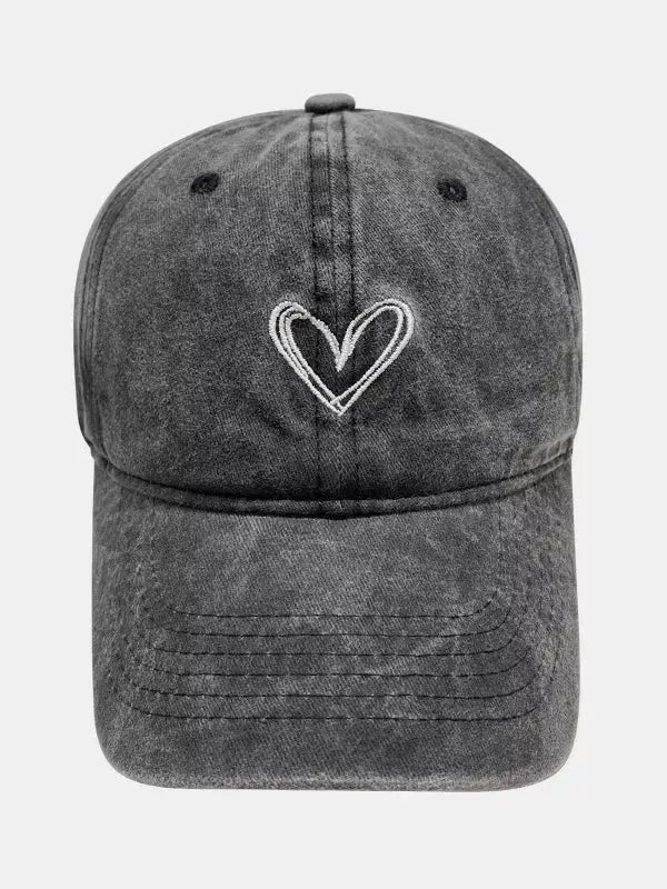 Washed Heart Embroidered Baseball Cap by Partner Label