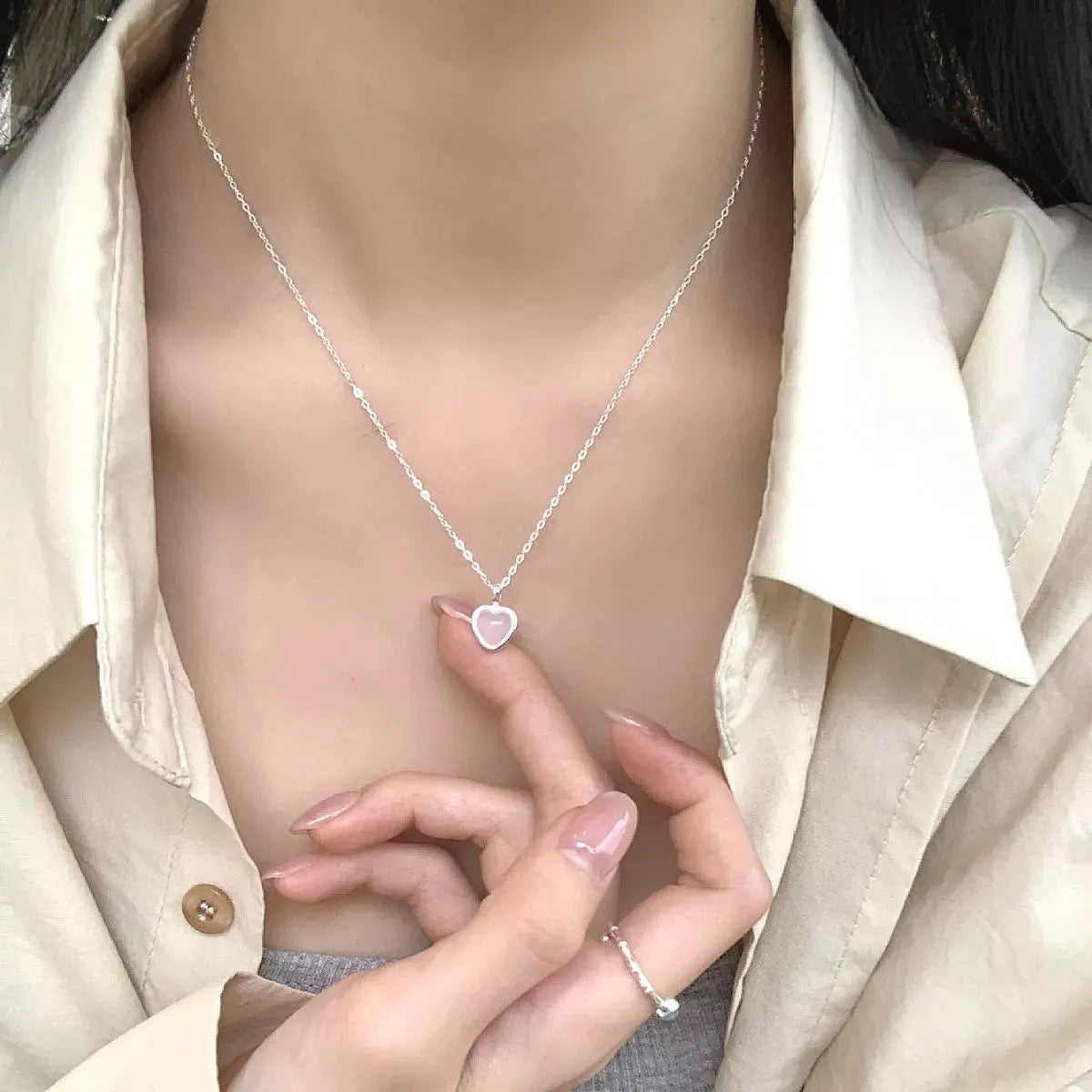 925 Sterling Silver Heart Pendant Necklace by Partner Labels