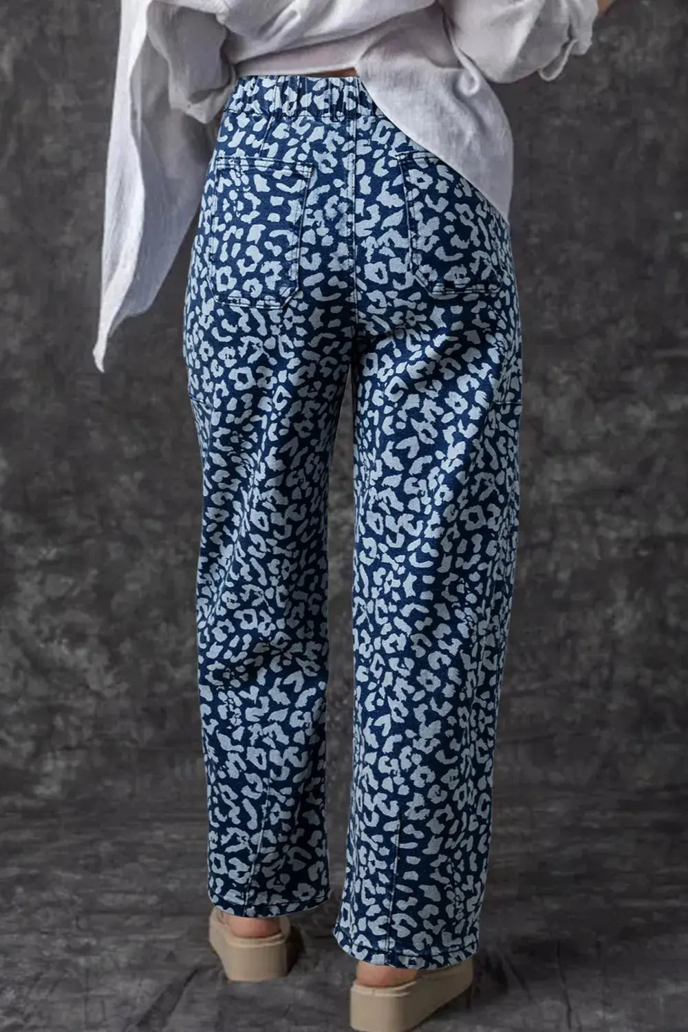 Leopard Print Wide Leg Jeans by Partner Label