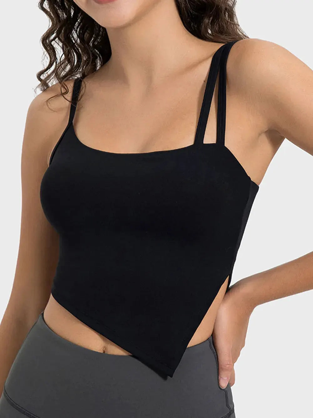 Millennia Slit Asymmetrical Neck Active Cami by Millennia