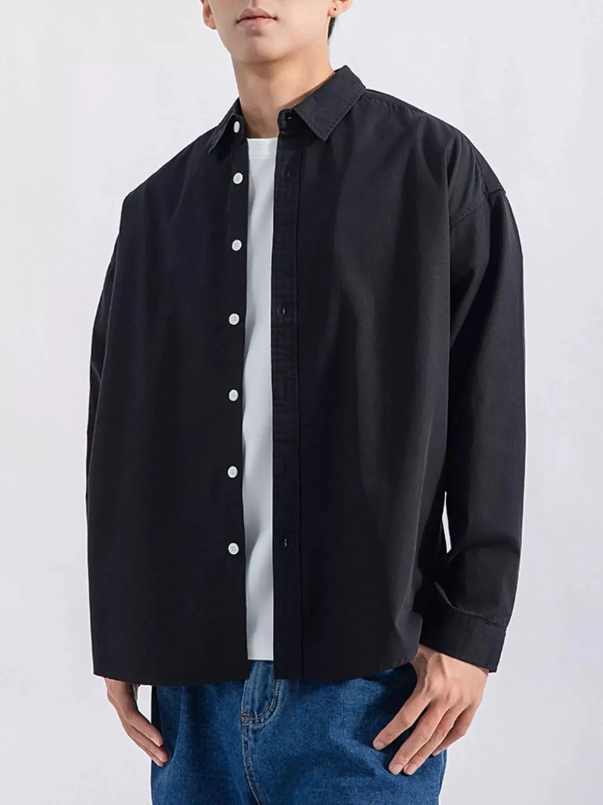 Men's Plus Size Button Up Long Sleeve Shirt by Trendsi